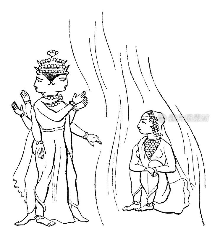 印度教神阿格尼和印度教女神西塔- 19世纪